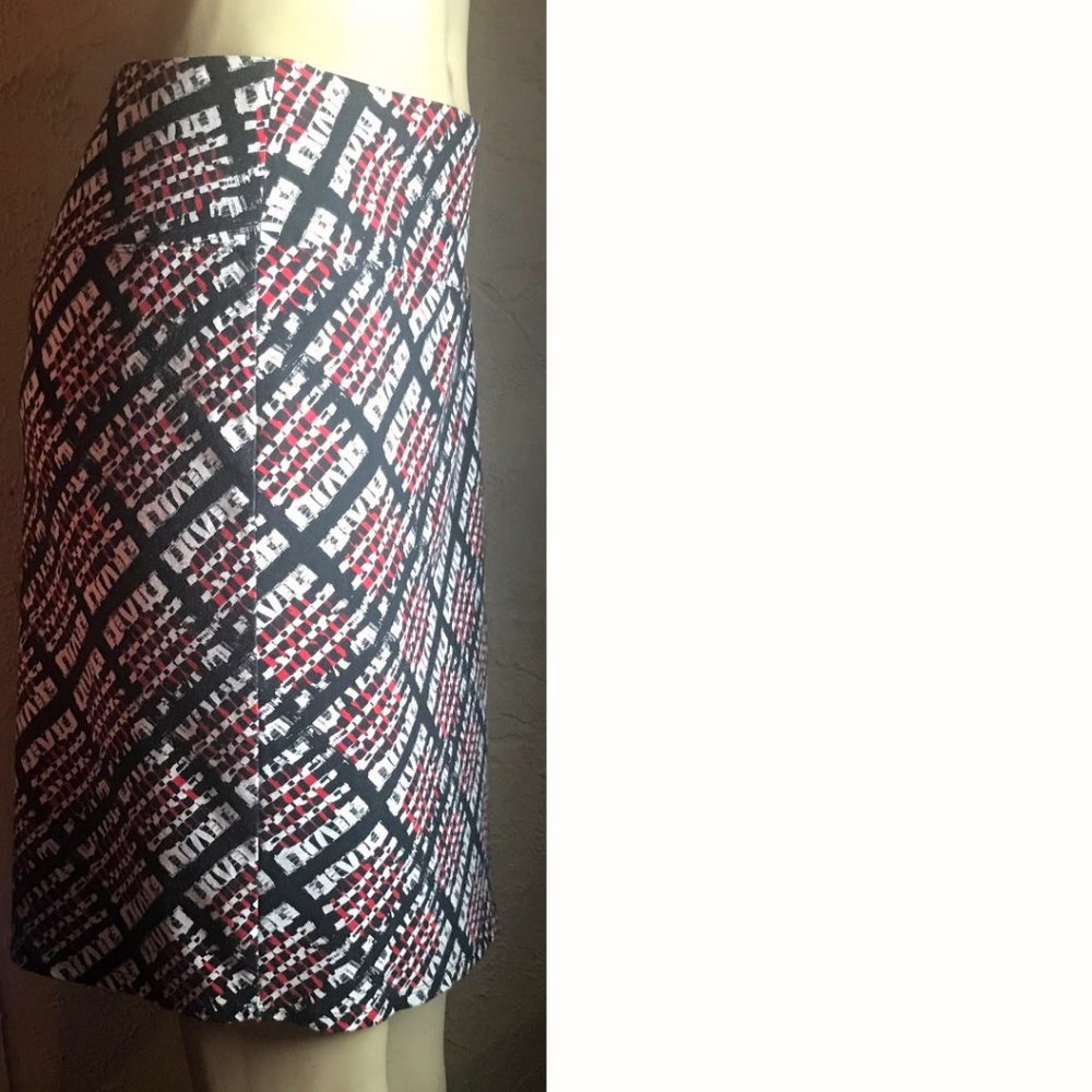 J. Jill NWOT Red Black Knit Pencil Skirt Size M - Picture 4 of 6
